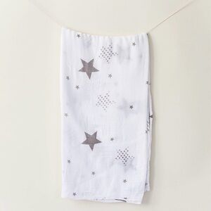 Alpy Baby Bamboo Muslin Swaddle Blanket Cotton Gray White Stars